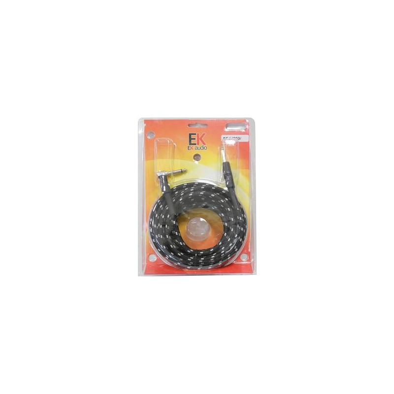 Cable para guitarra EK audio Trenzado de tela SFJJ0036 Jack Jack recto acodado