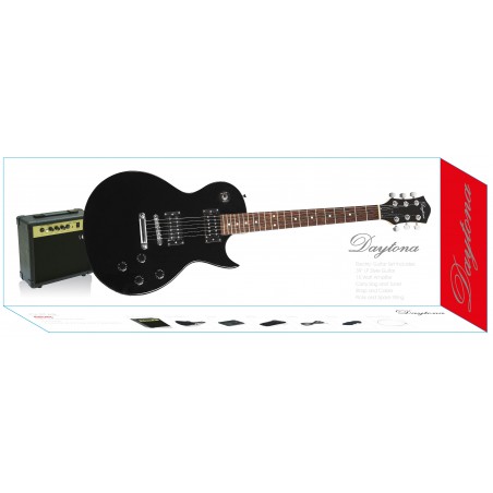 Pack guitarra electrica DAYTONA tipo Les Paul NEGRO