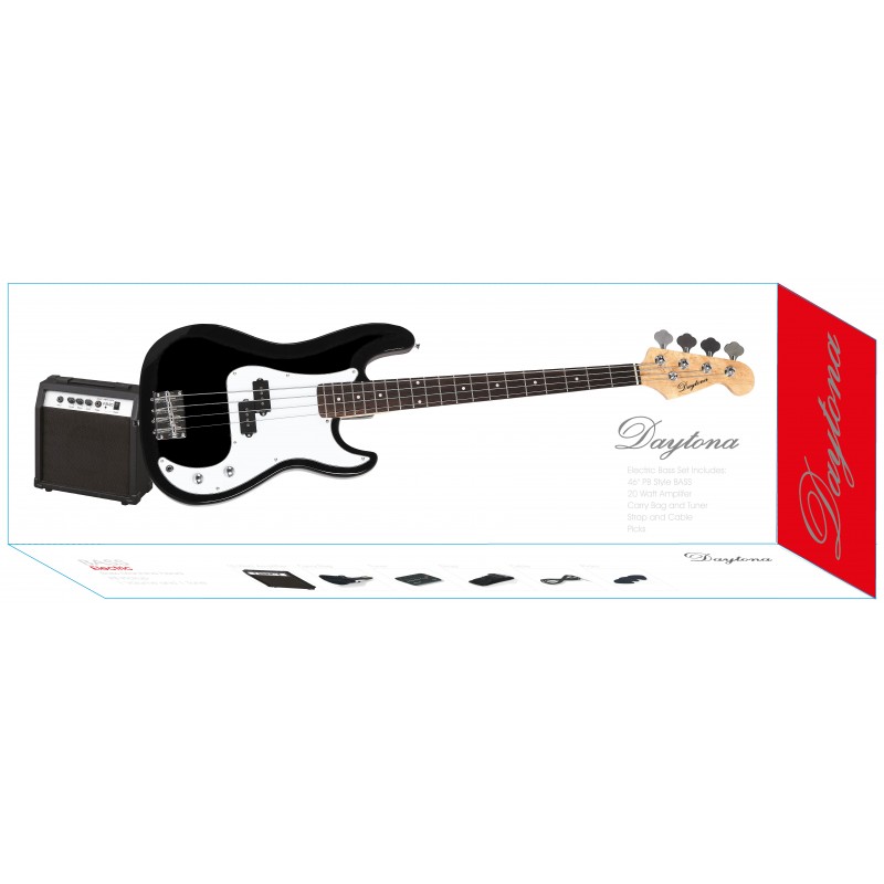 Pack Guitarra Bajo DAYTONA tipo Precission Negro