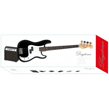 Pack Guitarra Bajo DAYTONA tipo Precission Negro